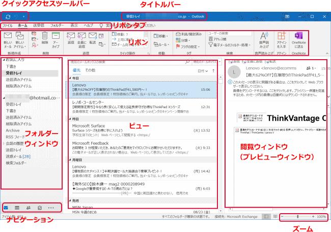 Outlookの画面